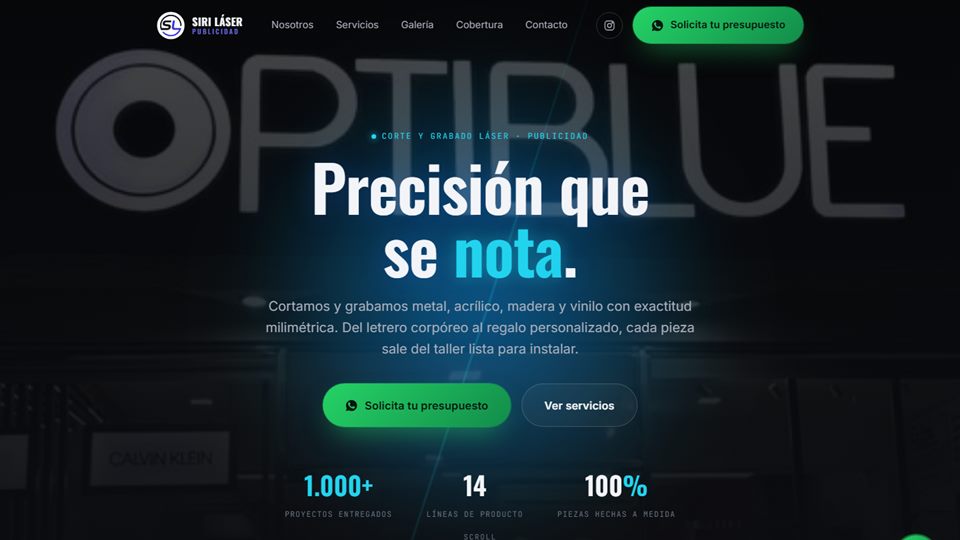Captura del sitio de Siri Láser Publicidad